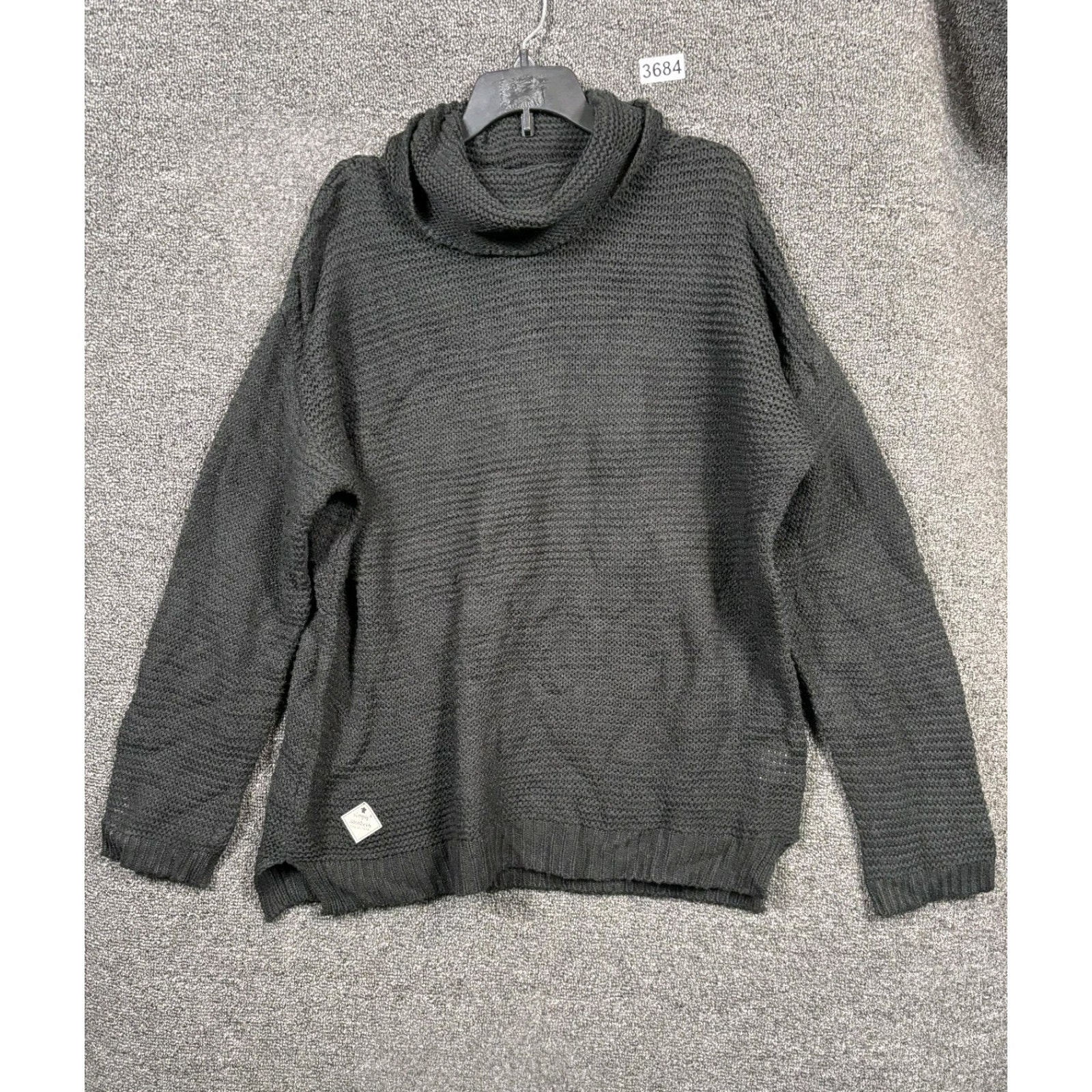 Simply Southern Cowl Neck Knit Sweater Womens Size L Black Long Sleeve Acrylic